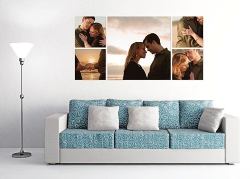 Canvas artwork of couple at Maroubra Beach above a sofa
