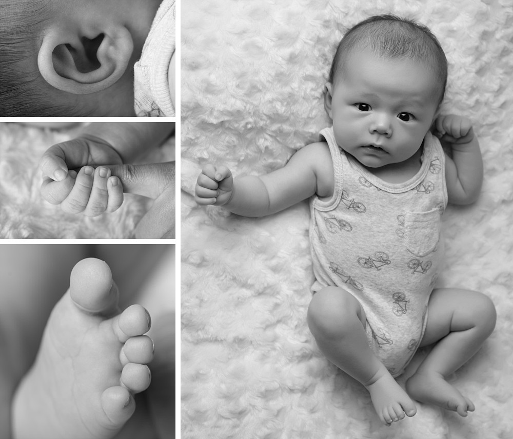 Newborn baby boy hand, foot, ear, in studio photography session in Sydney