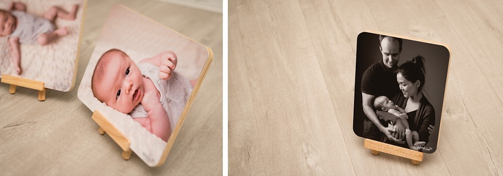 Raw cut wood prints of newborn baby photography session in Sydney