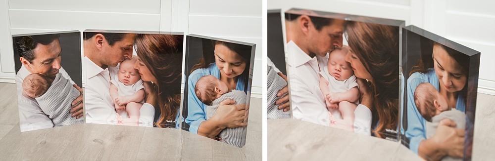 Caucasian family with newborn baby in 3 Piece Crystal Set