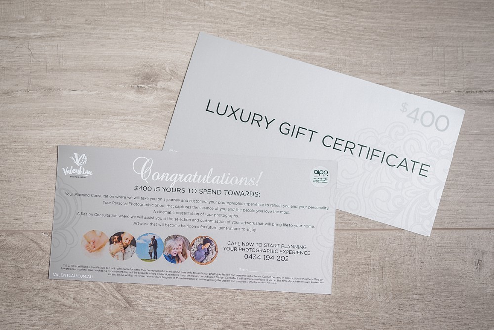 Sydney photography Luxury gift certificates