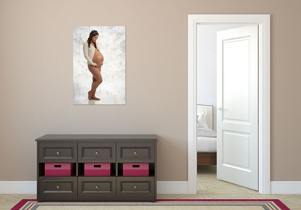 Artwork of pregnant woman on hallway wall from Maternity Photography Sydney