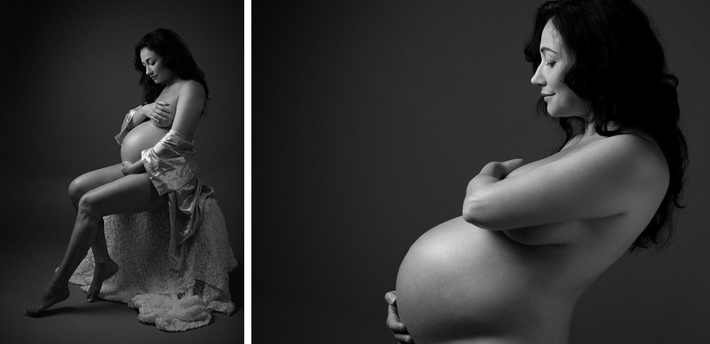 Caucasian woman in boudoir pregnancy photography studio Sydney