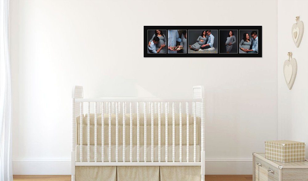 Artwork of pregnant Asian couple in a nursery room