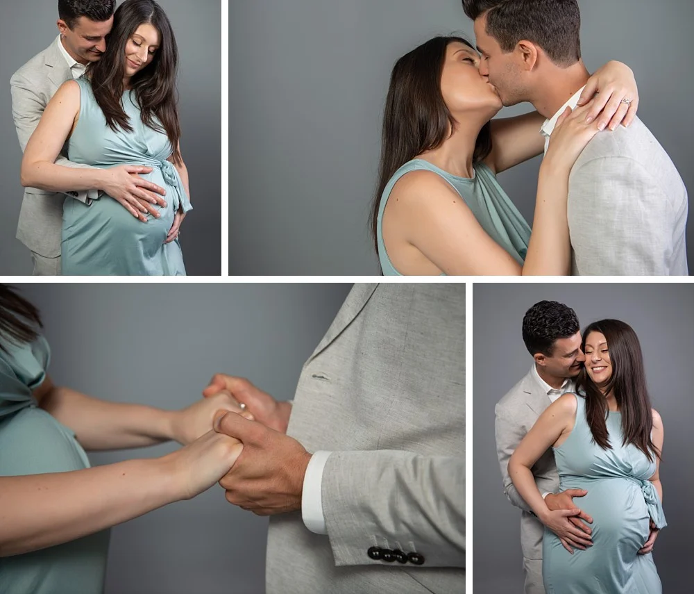 Young Caucasian couple in Sydney pregnancy photography session in studio