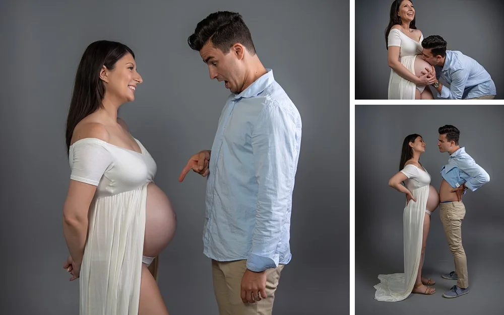 Man surprised at belly in Sydney maternity photography session