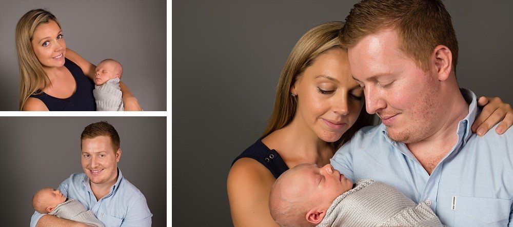 Proud mum and dad with newborn baby in Sydney studio photography session